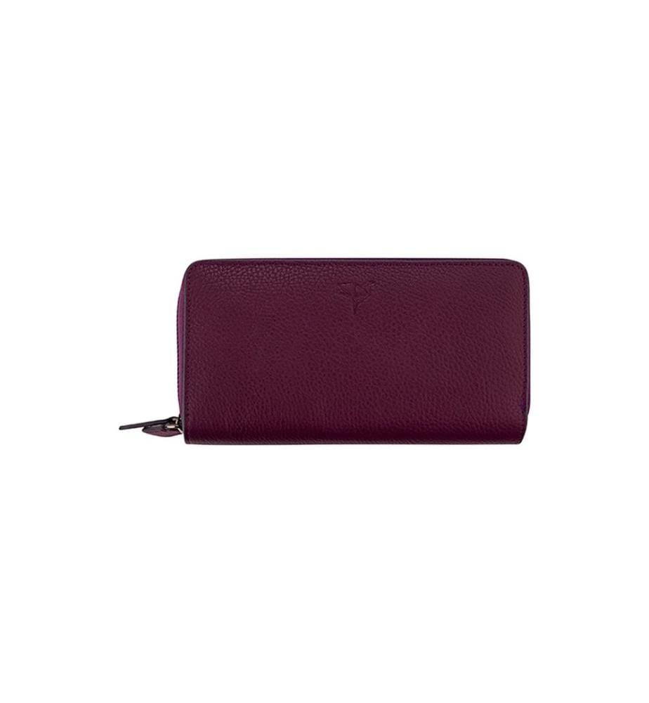 Portefeuille unisexe, 100 % cuir véritable, couleur prune