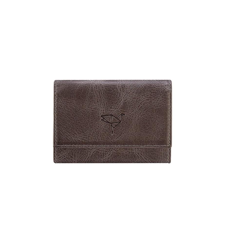 Unisex-Geldbörse, 100 % echtes Leder, Grau