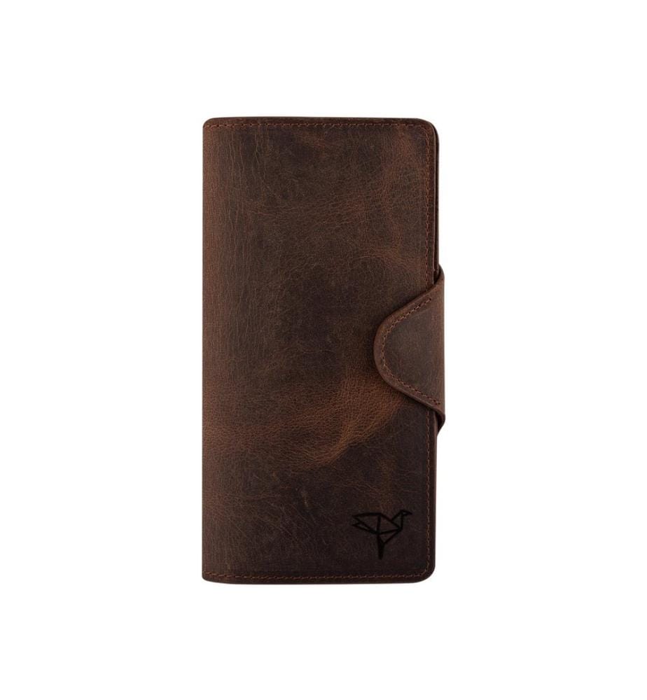 Portefeuille unisexe, 100 % cuir véritable, marron