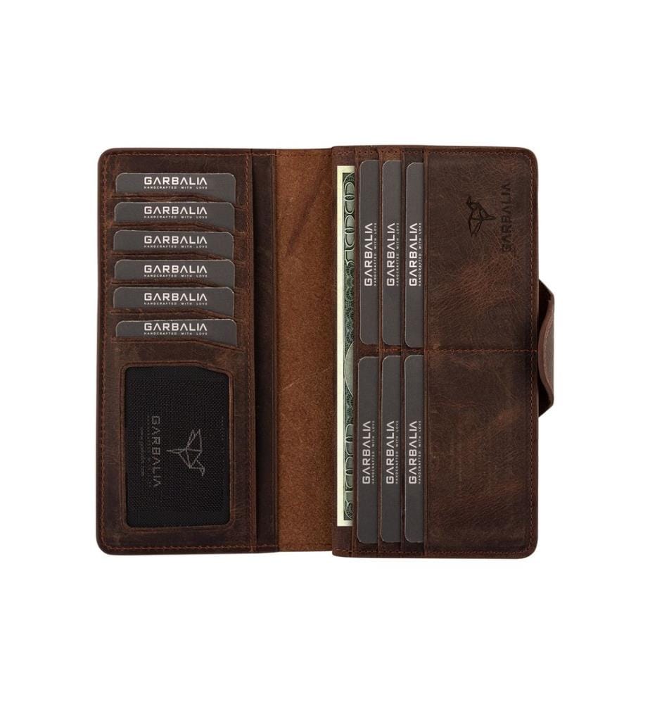 Portefeuille unisexe, 100 % cuir véritable, marron