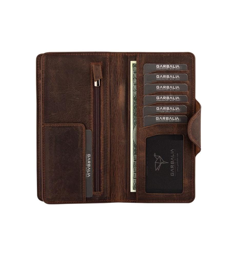 Portefeuille unisexe, 100 % cuir véritable, marron