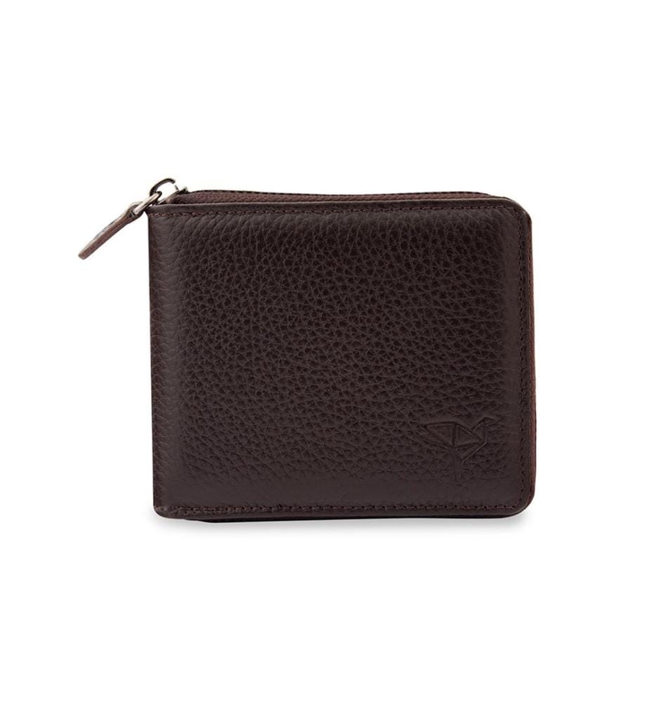 Portefeuille unisexe, 100 % cuir véritable, marron