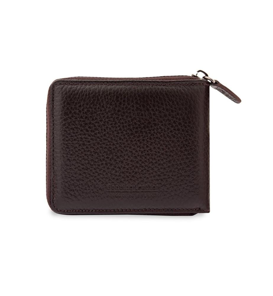 Portefeuille unisexe, 100 % cuir véritable, marron