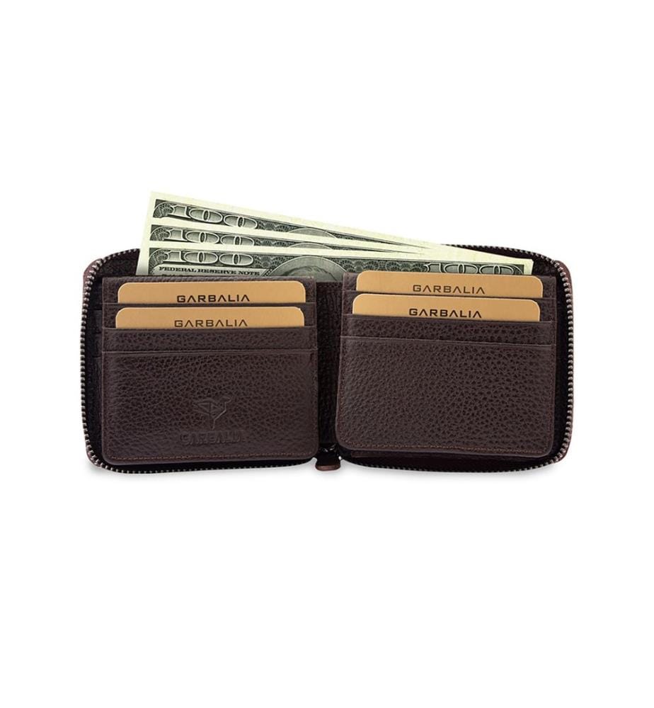 Portefeuille unisexe, 100 % cuir véritable, marron
