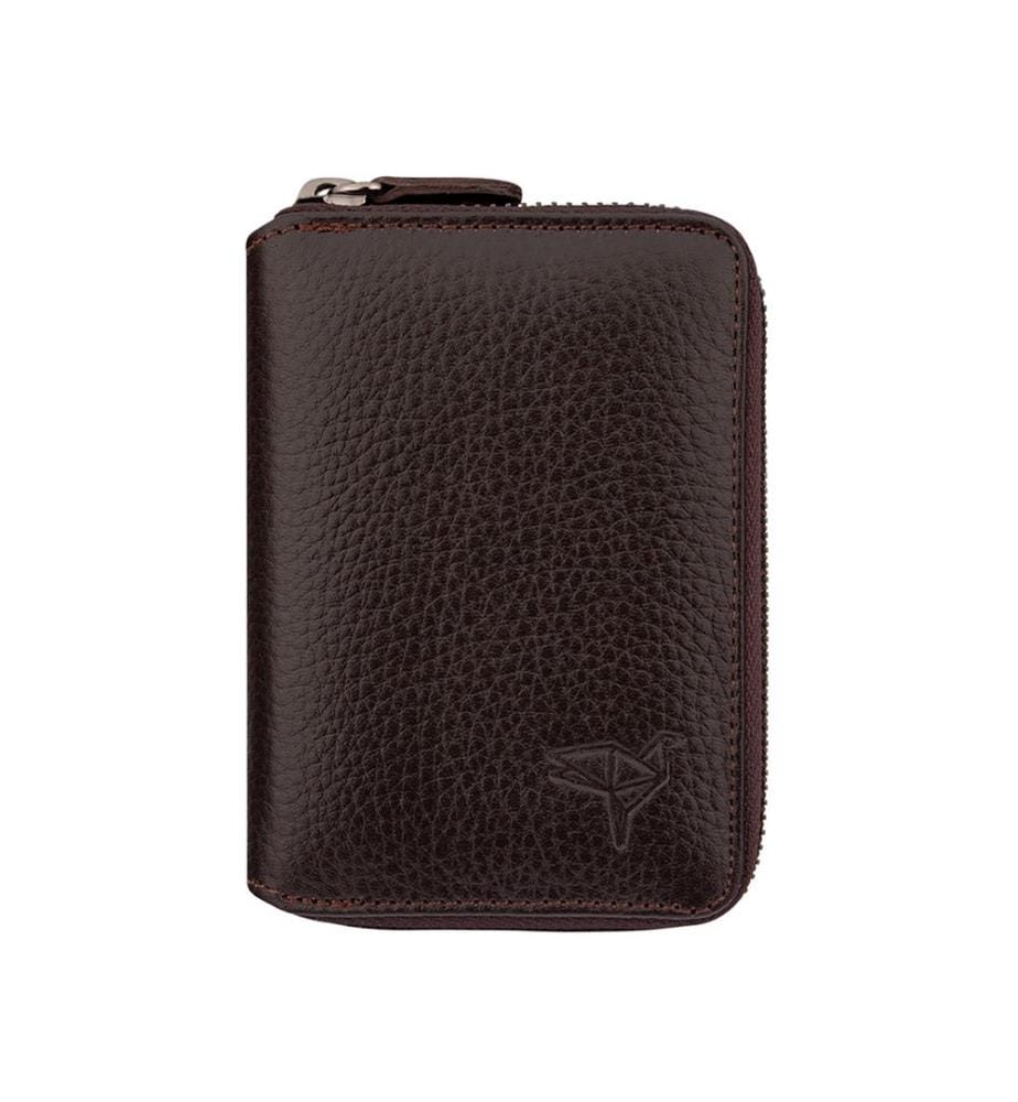Portefeuille unisexe, 100 % cuir véritable, marron