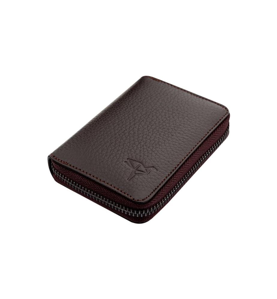 Portefeuille unisexe, 100 % cuir véritable, marron
