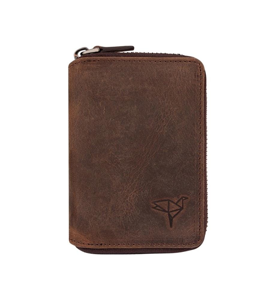 Portefeuille unisexe, 100 % cuir véritable, marron