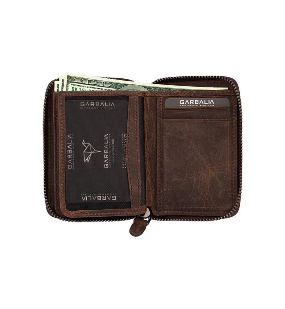 Portefeuille unisexe, 100 % cuir véritable, marron