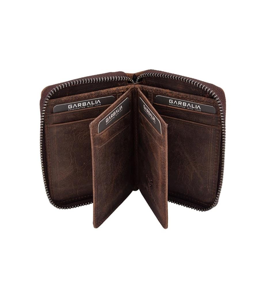 Portefeuille unisexe, 100 % cuir véritable, marron