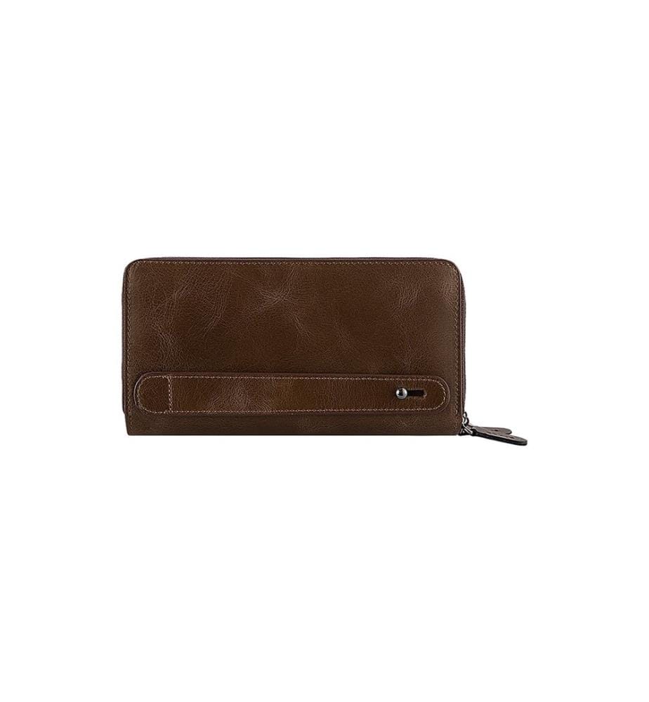 Portefeuille unisexe, 100 % cuir véritable, marron