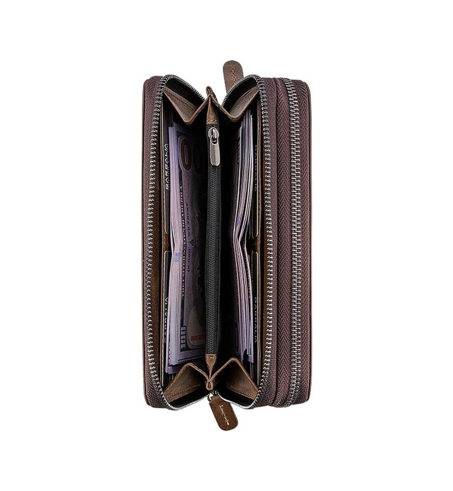 Portefeuille unisexe, 100 % cuir véritable, marron