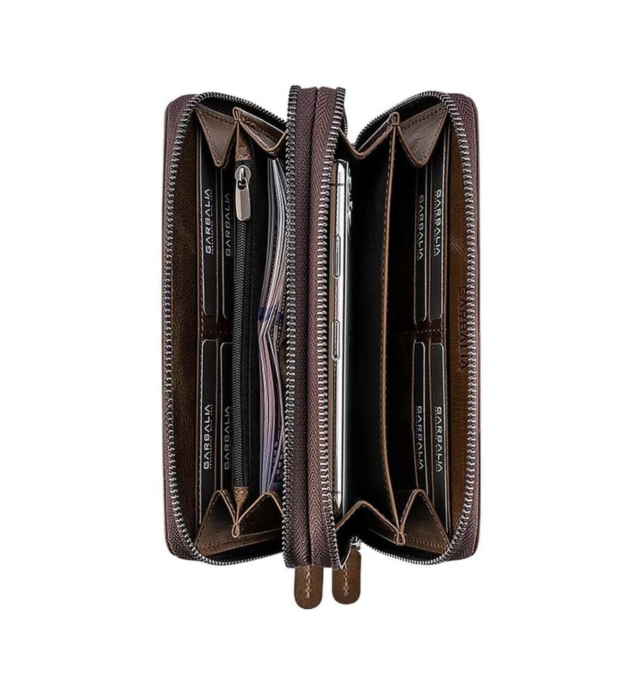 Portefeuille unisexe, 100 % cuir véritable, marron