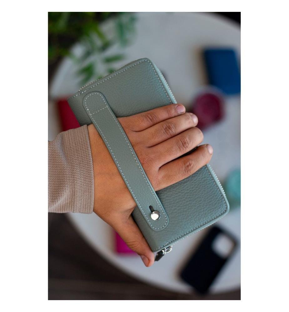 Portefeuille unisexe, 100 % cuir véritable, menthe
