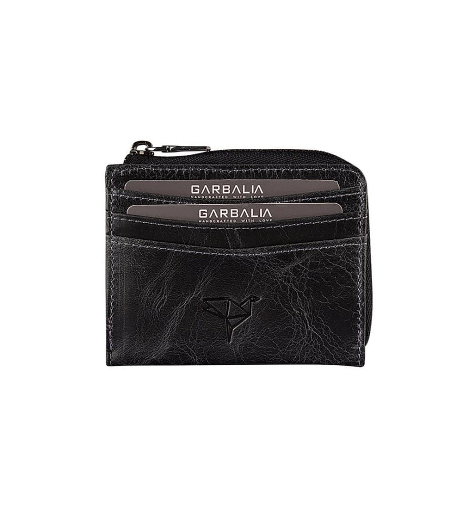 Portefeuille unisexe, 100 % cuir véritable, noir