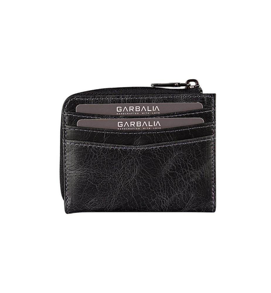 Portefeuille unisexe, 100 % cuir véritable, noir