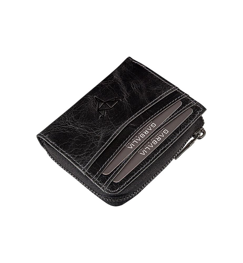 Portefeuille unisexe, 100 % cuir véritable, noir