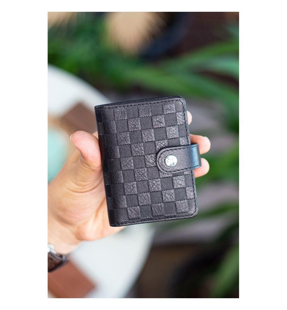 Portefeuille unisexe, 100 % cuir véritable, noir