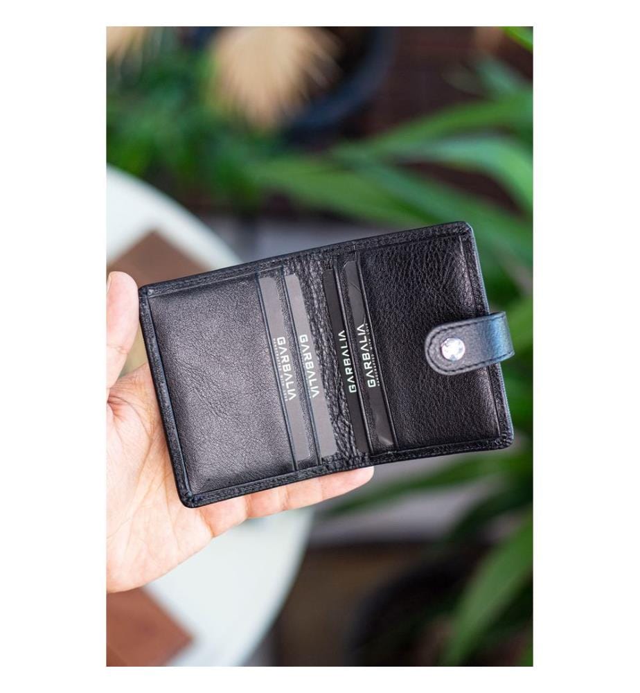 Portefeuille unisexe, 100 % cuir véritable, noir