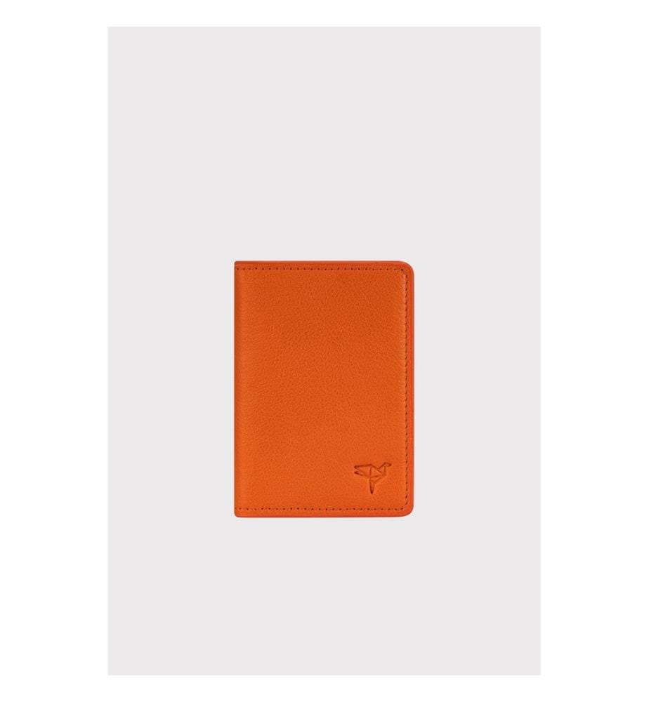 Portefeuille unisexe, 100 % cuir véritable, orange