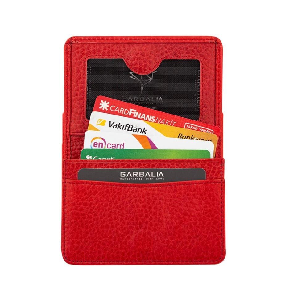 Unisex-Geldbörse, 100 % echtes Leder, Rot