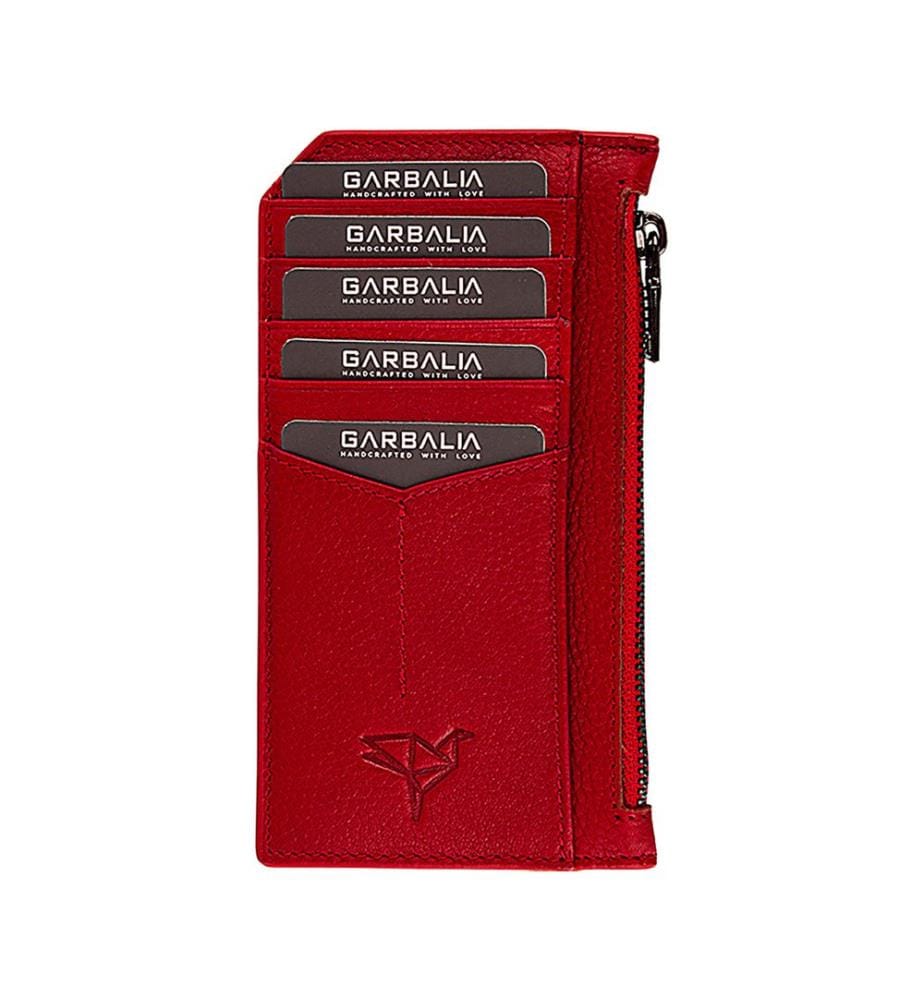 Unisex-Geldbörse, 100 % echtes Leder, Rot