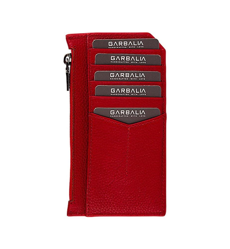 Unisex-Geldbörse, 100 % echtes Leder, Rot