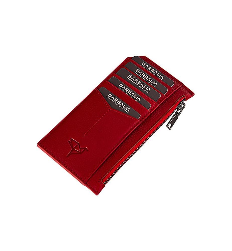 Unisex-Geldbörse, 100 % echtes Leder, Rot