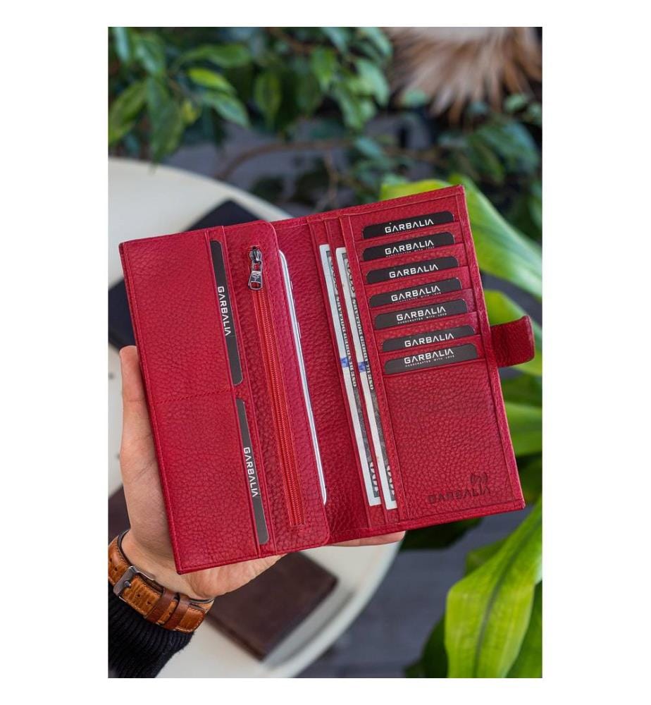 Portefeuille unisexe, 100 % cuir véritable, rouge