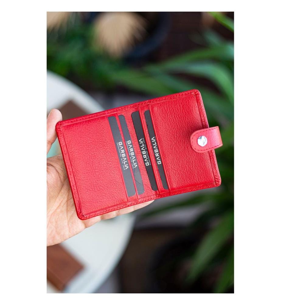 Unisex-Geldbörse, 100 % echtes Leder, Rot