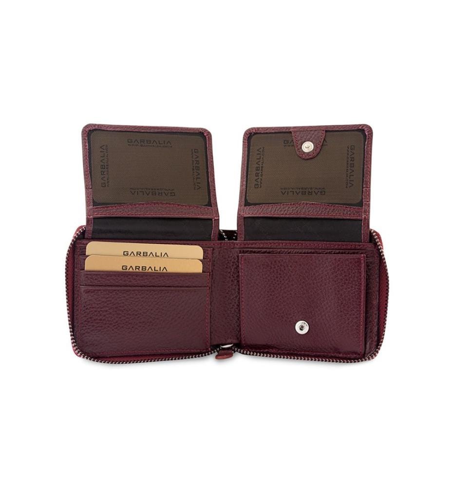 Portefeuille unisexe, 100 % cuir véritable, rouge bordeaux