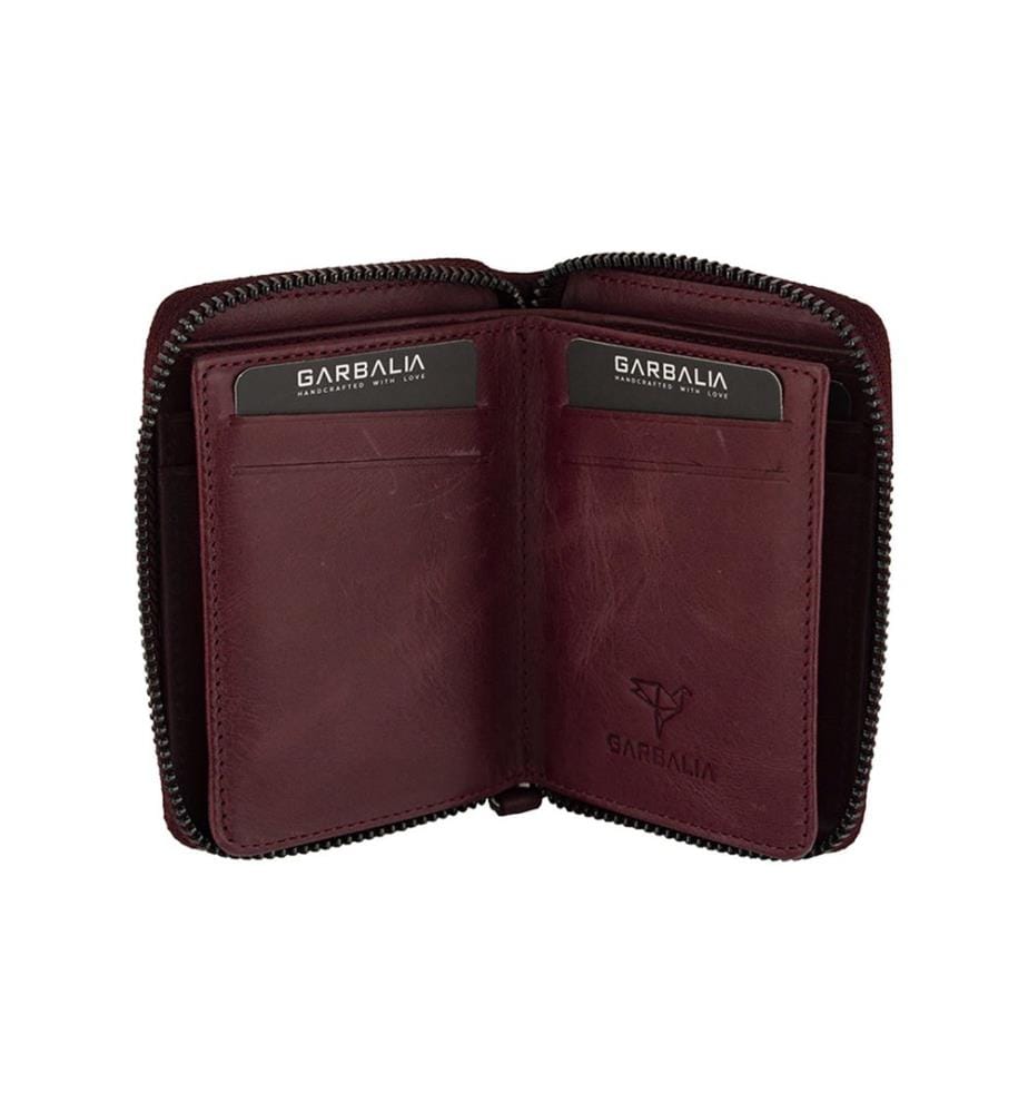Portefeuille unisexe, 100 % cuir véritable, rouge bordeaux