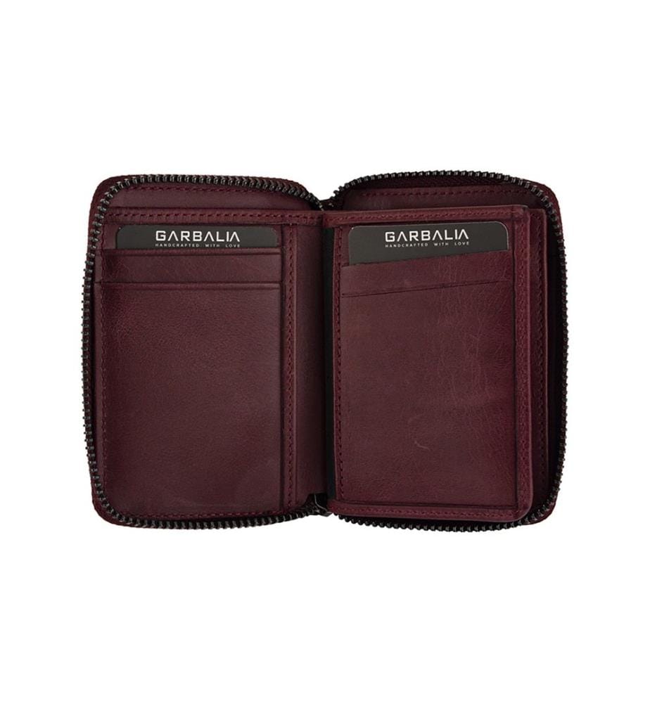 Portefeuille unisexe, 100 % cuir véritable, rouge bordeaux