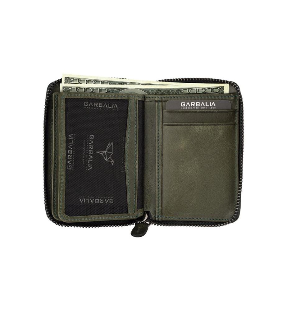 Portefeuille unisexe, 100 % cuir véritable, vert