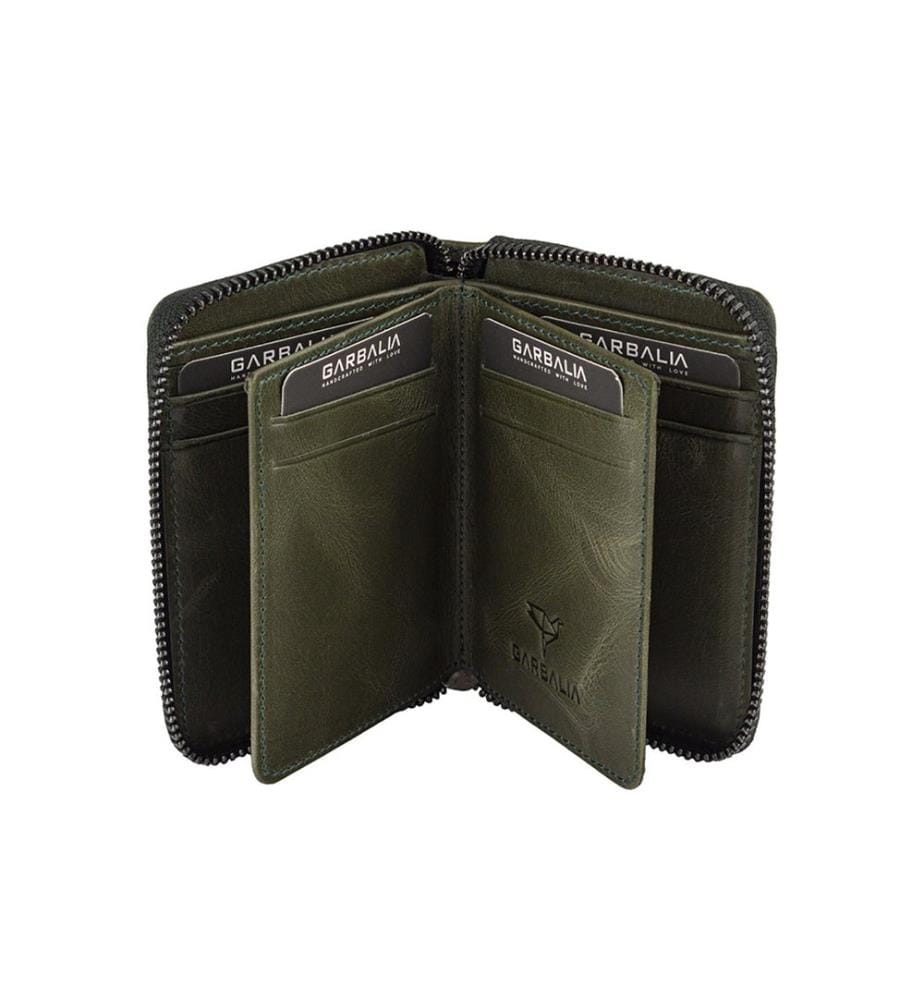 Portefeuille unisexe, 100 % cuir véritable, vert