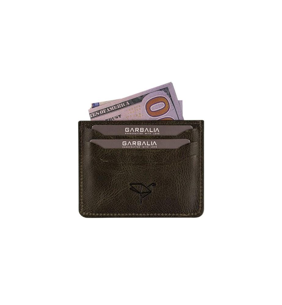 Portefeuille unisexe, 100 % cuir véritable, vert
