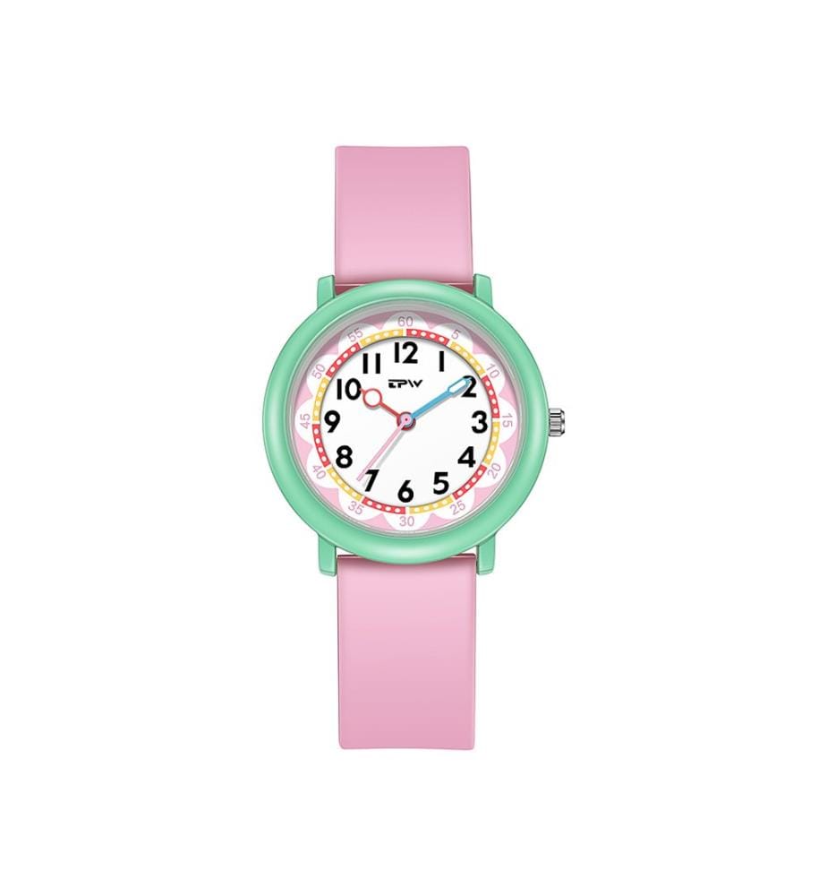 Wasserdichte Kinderuhr Quarz Flex - Rosa / Grün