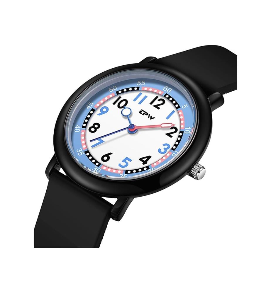 Wasserdichte Kinderuhr Quarz Flex - Schwarz / Blau