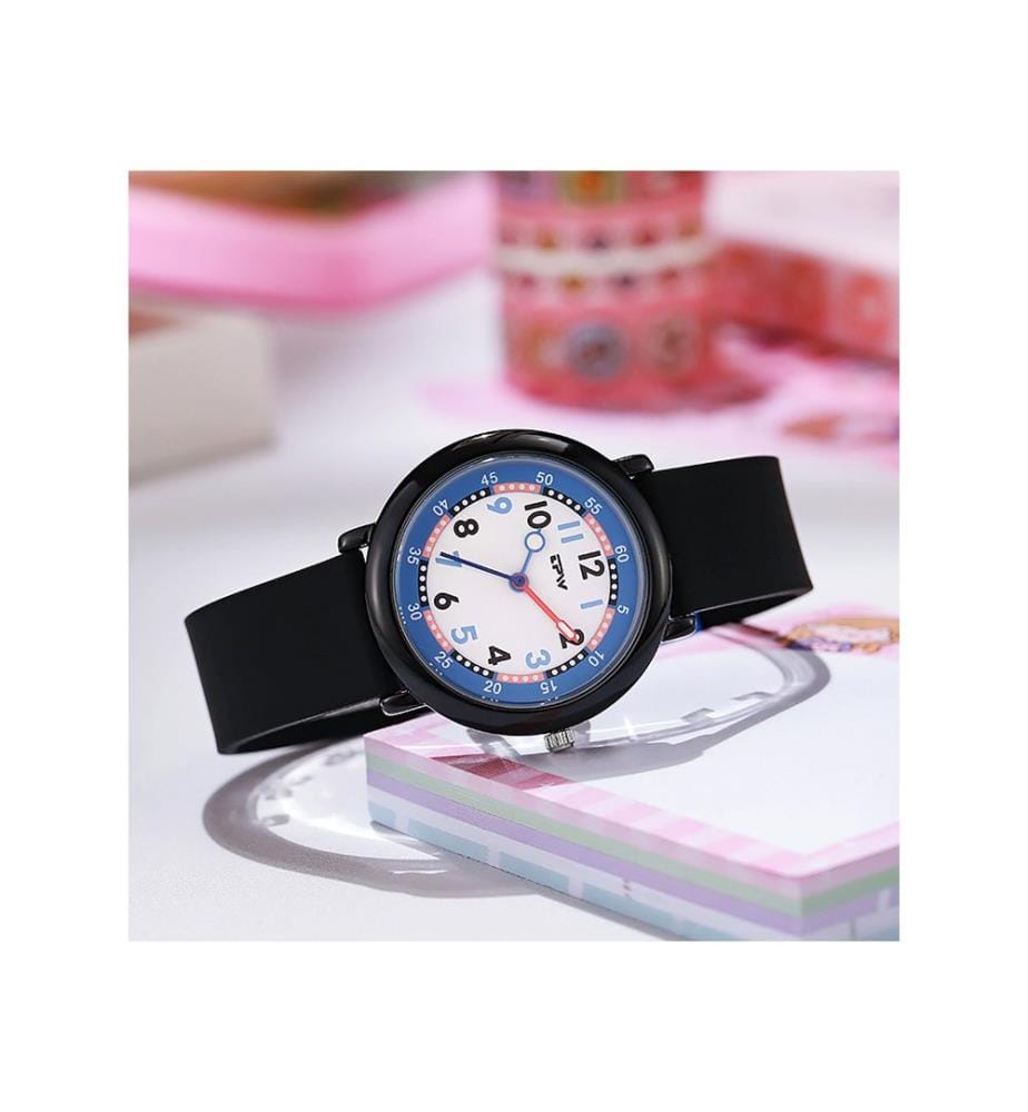 Wasserdichte Kinderuhr Quarz Flex - Schwarz / Blau