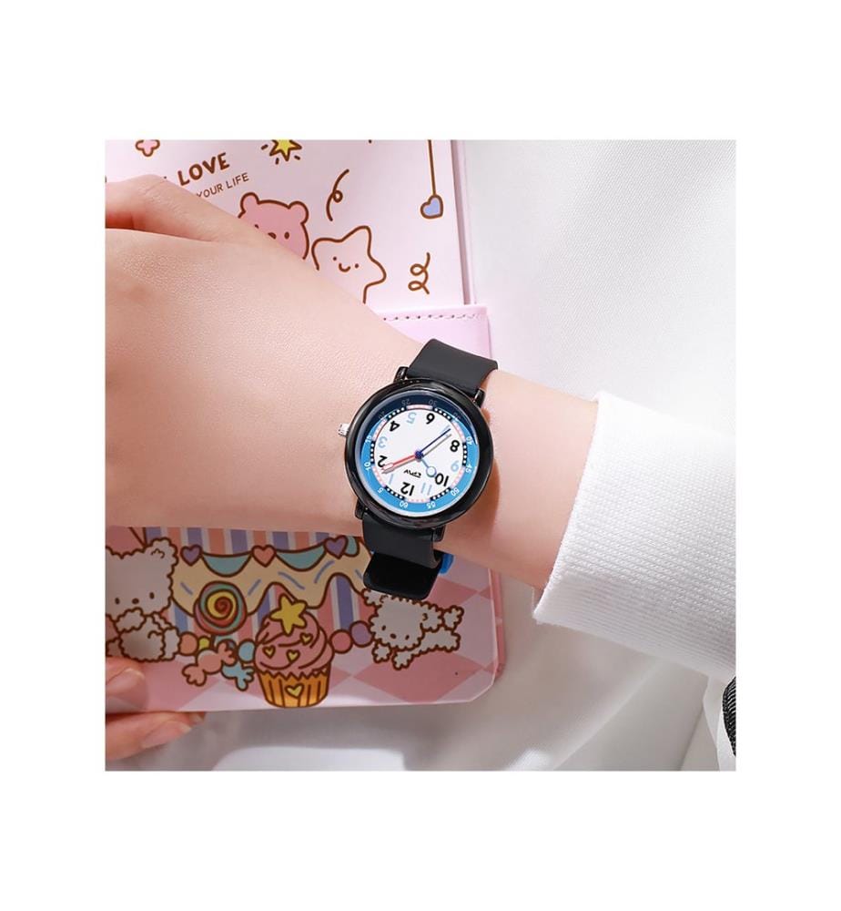 Wasserdichte Kinderuhr Quarz Flex - Schwarz / Blau