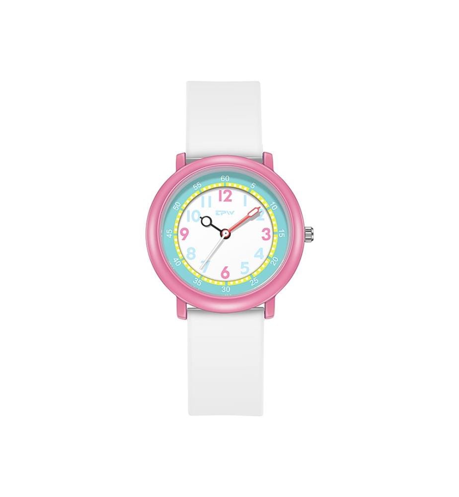 Wasserdichte Kinderuhr Quarz Flex - Weiss / Rosa