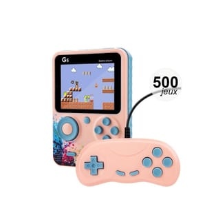 500-Spiele-Emulator-Konsole mit Multiplayer-Controller - StreetArt-Modell - Rosa