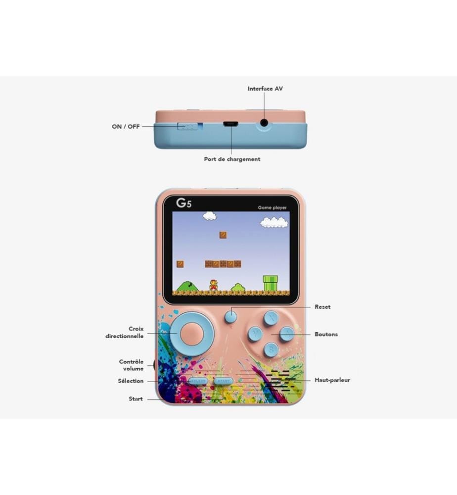 500-Spiele-Emulator-Konsole mit Multiplayer-Controller - StreetArt-Modell - Rosa