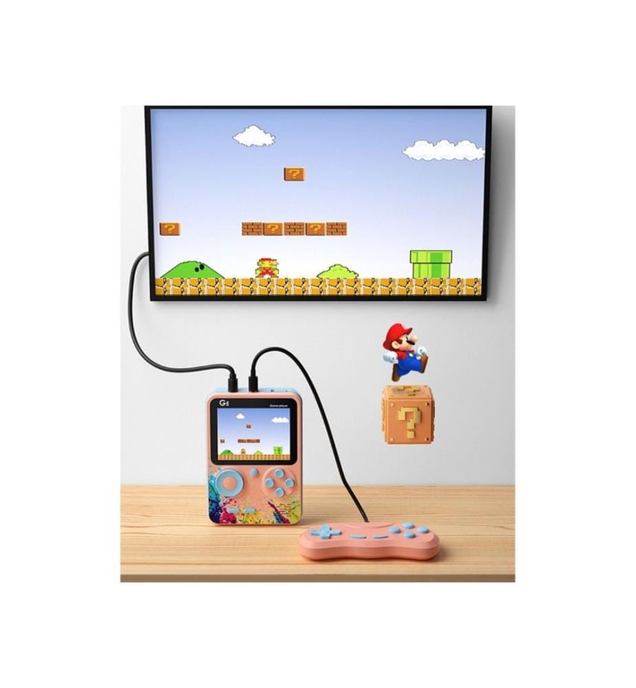500-Spiele-Emulator-Konsole mit Multiplayer-Controller - StreetArt-Modell - Rosa