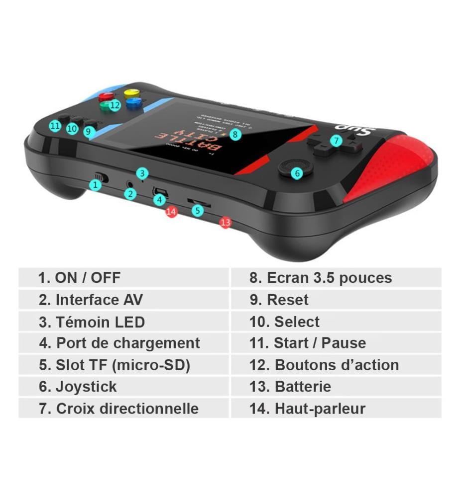 Konsole Emulator 500 Spiele SupMax - Rot