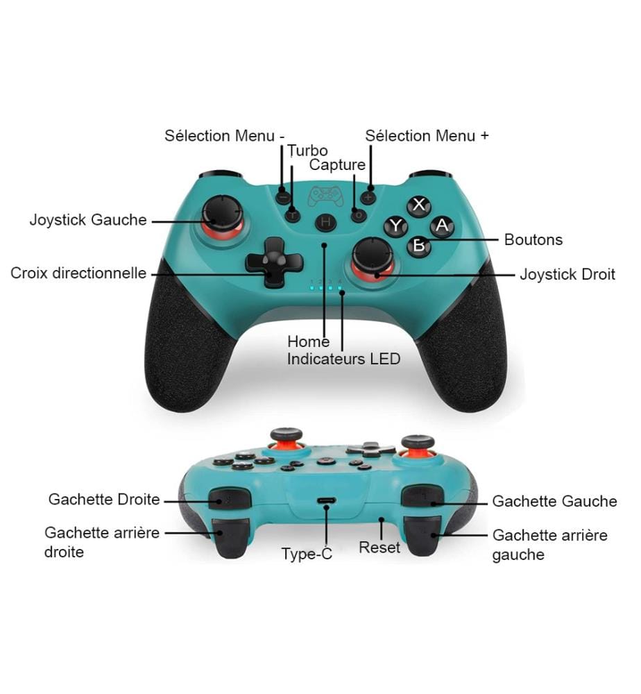 Kabelloser Nintendo Switch-Controller - Cyan