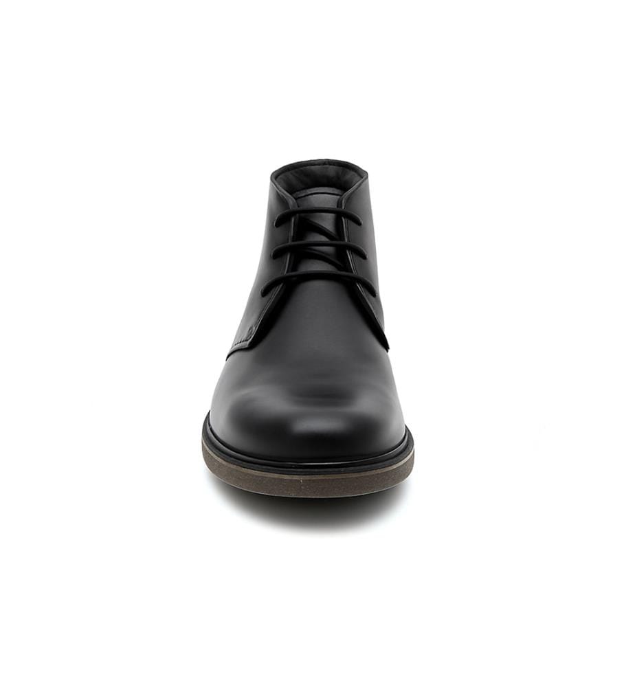 Schwarzer Lederstiefel