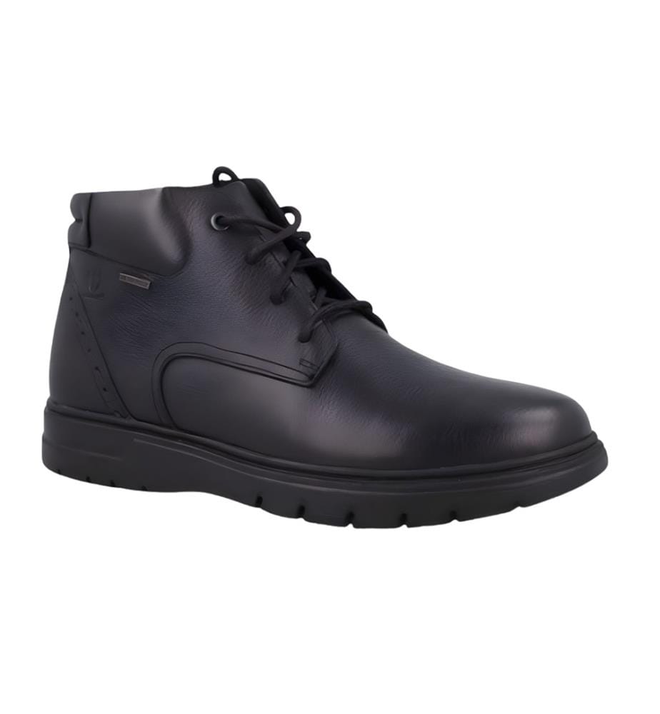 Schwarzer Lederstiefel