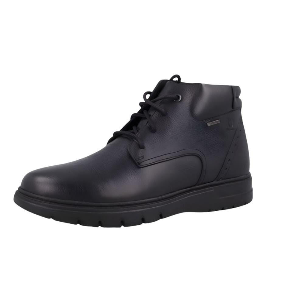 Schwarzer Lederstiefel