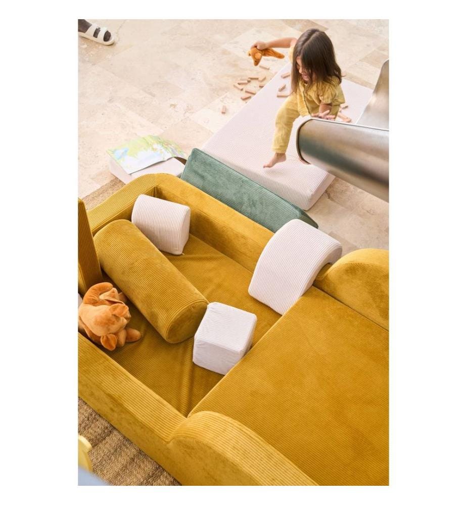 Letto per bambini, tessuto felpato a coste 100%, color senape