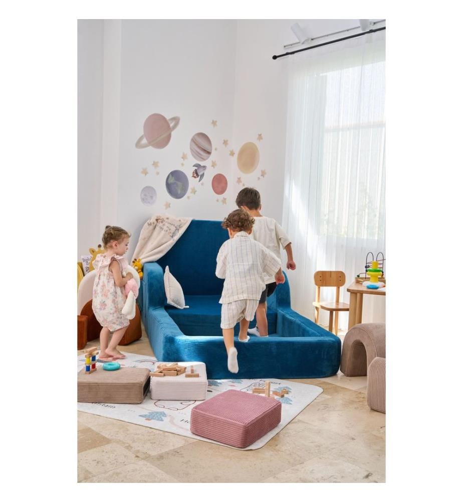 Letto per bambini, tessuto felpato a coste 100%, indaco